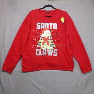 George Ugly Christmas Cat Sweat With Working Lights‎ Red Women Size | XXL